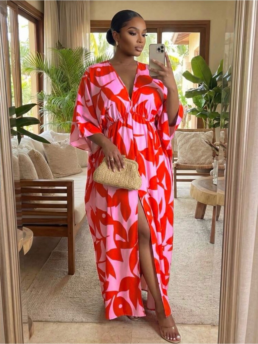 Women’s Pink & Red Printed dress